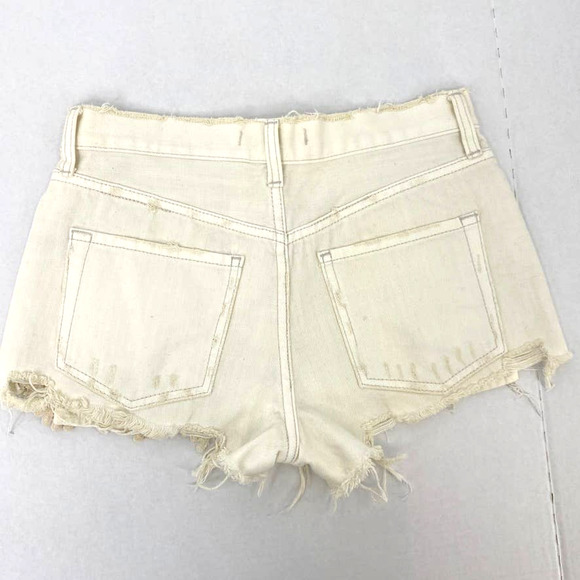 We The Free Jean Shorts Womens 26 Button Fly Boho Distressed Lace Denim Festival - Picture 3 of 9